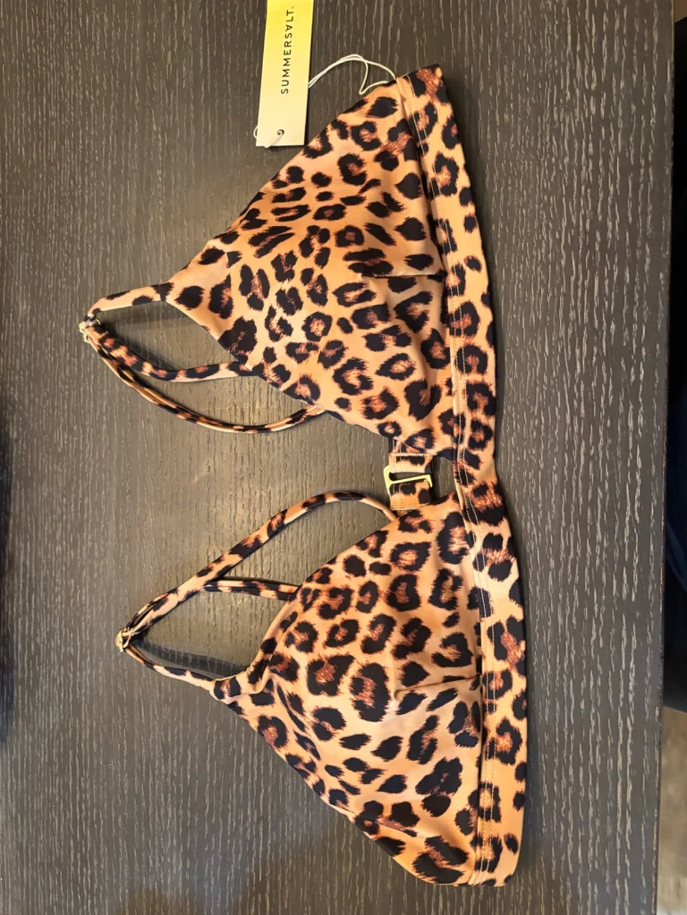 Summersalt Leopard-Print The Triangle Bikini Top Size 10